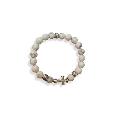 CHROME HEARTS 10MM WHITE TURQUOISE PEARL BRACELET 